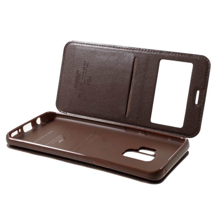ROAR KOREA Noble Leather View Window Phone Casing with Card Slot for Samsung Galaxy S9 SM-G960 - Brown-6