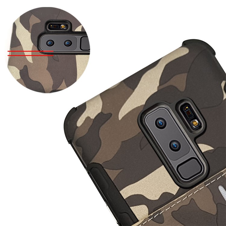 SHOUHUSHEN for Samsung Galaxy S9 Plus G965 Camouflage Pattern Leather Coated PC TPU Card Holder Case - Brown-10