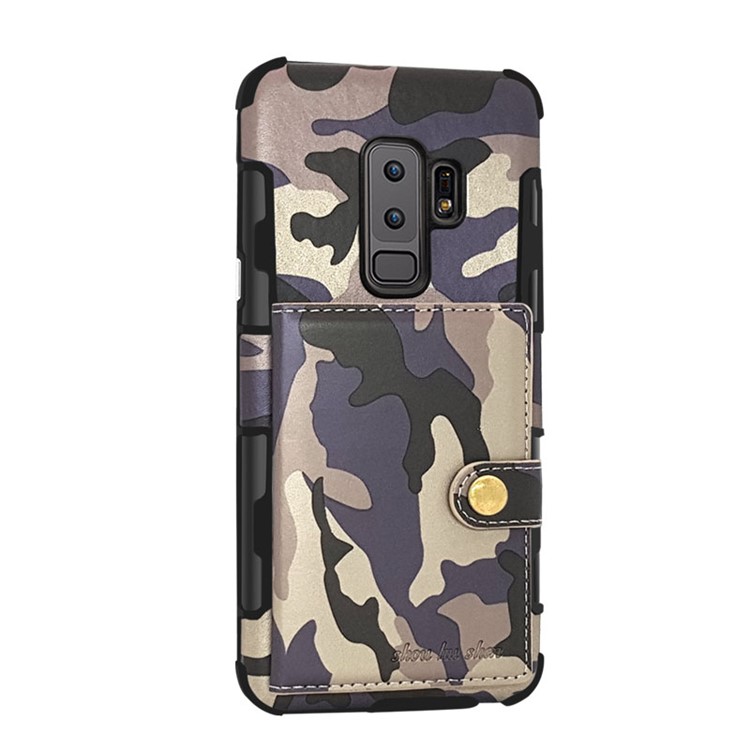 

SHOUHUSHEN for Samsung Galaxy S9 Plus G965 Camouflage Pattern Leather Coated PC TPU Card Holder Cover - Purple