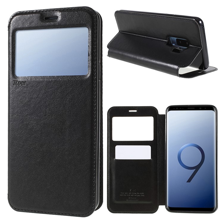 ROAR KOREA Noble View Leather Card Holder Case Stand for Samsung Galaxy S9+ G965 - Black-1