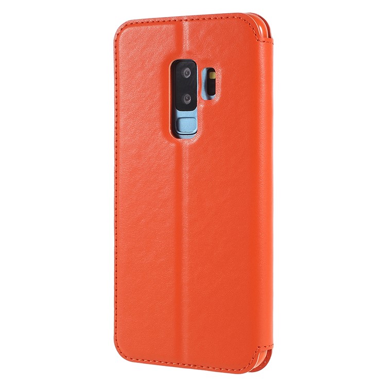 ROAR KOREA Noble View Leather Card Holder Phone Casing with Stand for Samsung Galaxy S9+ G965 - Orange-3