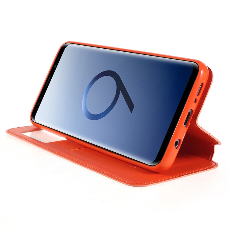 ROAR KOREA Noble View Leather Card Holder Phone Casing with Stand for Samsung Galaxy S9+ G965 - Orange-4