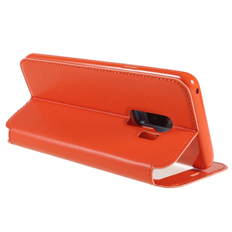 ROAR KOREA Noble View Leather Card Holder Phone Casing with Stand for Samsung Galaxy S9+ G965 - Orange-5