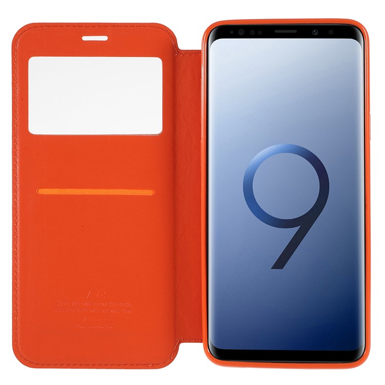 ROAR KOREA Noble View Leather Card Holder Phone Casing with Stand for Samsung Galaxy S9+ G965 - Orange-6