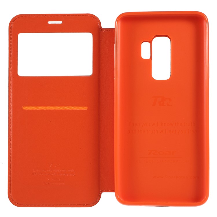 ROAR KOREA Noble View Leather Card Holder Phone Casing with Stand for Samsung Galaxy S9+ G965 - Orange-7