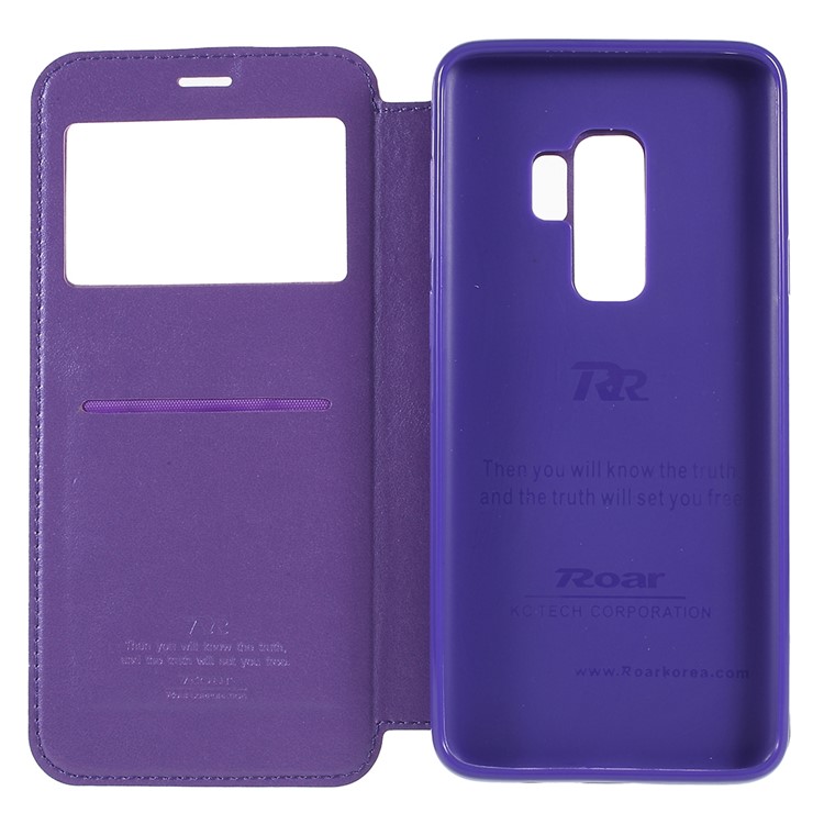 ROAR KOREA Noble View Leather Card Holder Folio Protective Phone Case for Samsung Galaxy S9+ G965 - Purple-7