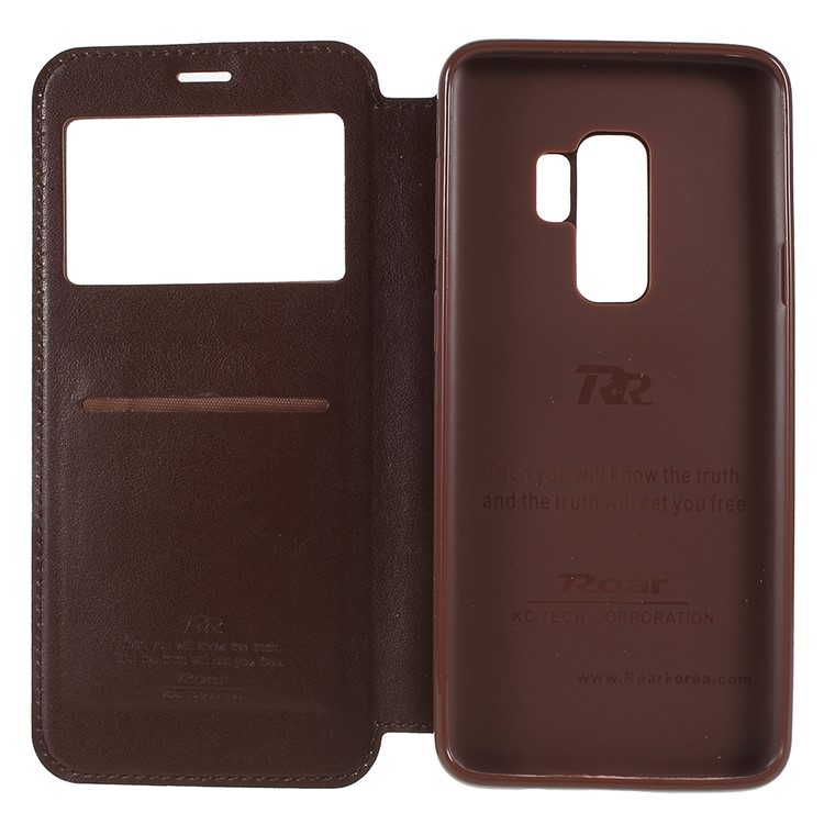 ROAR KOREA Noble View Leather Stand Folio Phone Case for Samsung Galaxy S9+ G965 - Brown-7