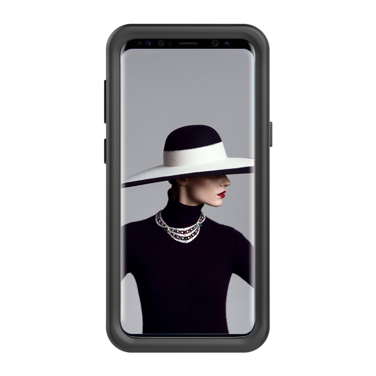 Shockproof Card Holder Mirror PC + TPU Hybrid Case for Samsung Galaxy S9 SM-G960 - Black-3