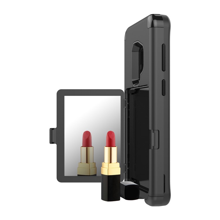 Shockproof Card Holder Mirror PC + TPU Hybrid Case for Samsung Galaxy S9 SM-G960 - Black-6