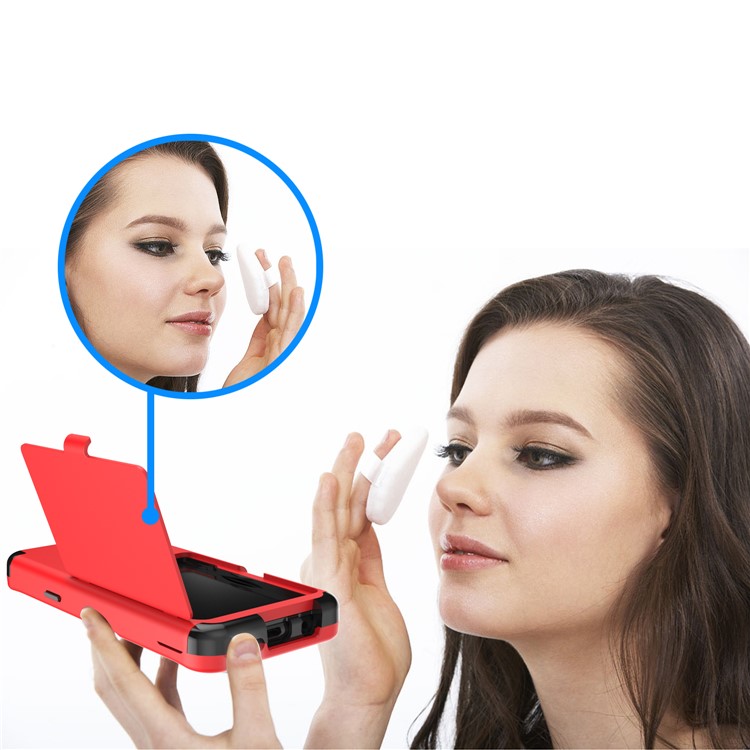 Shockproof Card Holder Mirror PC + TPU Hybrid Shell Case for Samsung Galaxy S9 SM-G960 - Red-8
