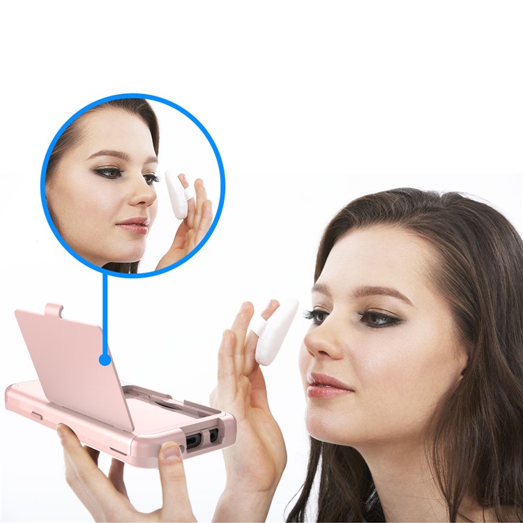 Shockproof Card Holder Mirror PC + TPU Hybrid Cover Case for Samsung Galaxy S9 SM-G960 - Rose Gold-8