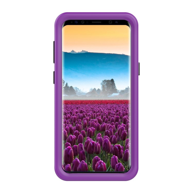 Shockproof Card Holder Mirror PC + TPU Combo Phone Case for Samsung Galaxy S9 SM-G960 - Purple-3