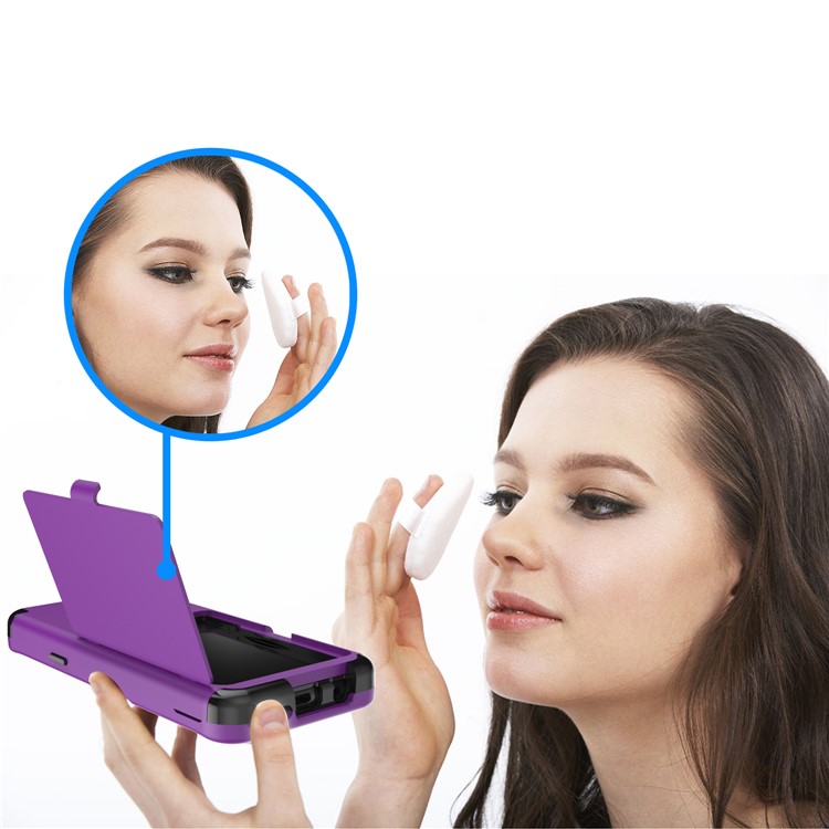 Shockproof Card Holder Mirror PC + TPU Combo Phone Case for Samsung Galaxy S9 SM-G960 - Purple-8