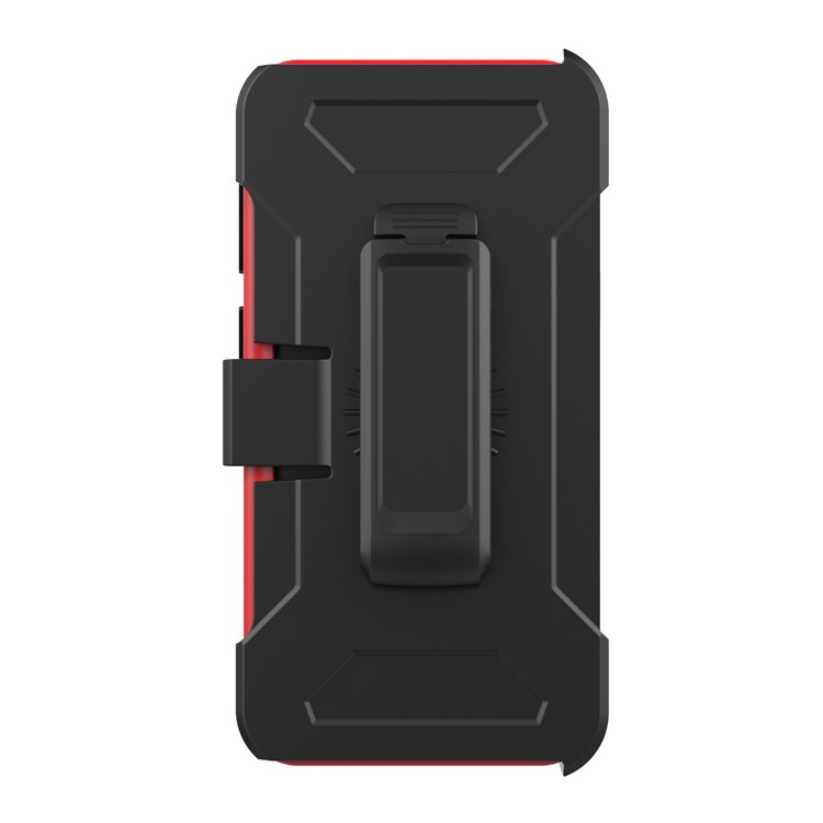 Shockproof Card Holder Mirror PC + TPU Hybrid Shell with Kickstand Belt for Samsung Galaxy S9 SM-G960 - Red-7