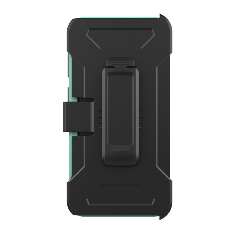 Shockproof Card Holder Mirror PC + TPU Hybrid Protection Case with Kickstand Belt for Samsung Galaxy S9 SM-G960 - Cyan-3