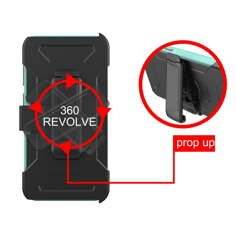 Shockproof Card Holder Mirror PC + TPU Hybrid Protection Case with Kickstand Belt for Samsung Galaxy S9 SM-G960 - Cyan-5