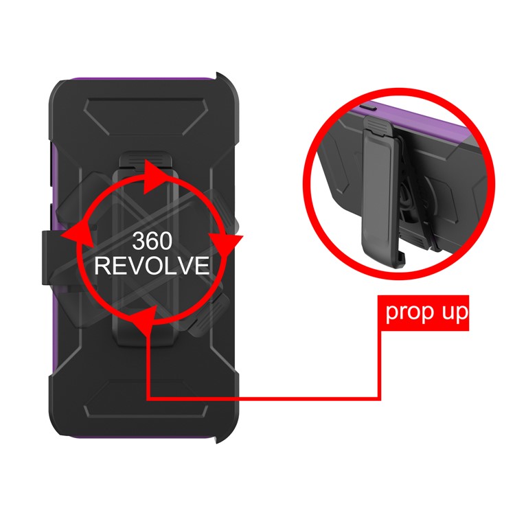 Shockproof Card Holder Mirror PC + TPU Combo Cover Case with Kickstand Belt for Samsung Galaxy S9 SM-G960 - Purple-5