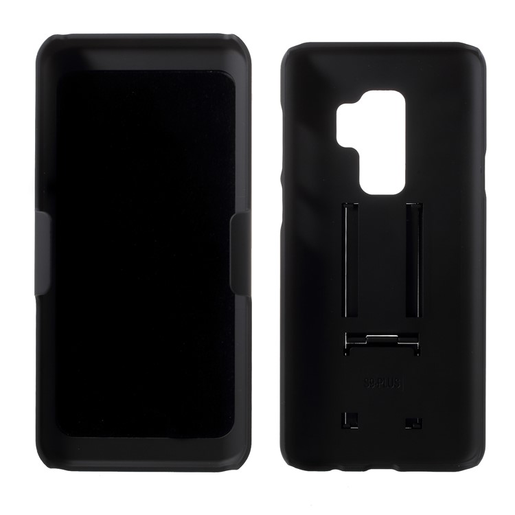 For Samsung Galaxy S9 Plus G965 Sliding Grid Pattern Holster Hard Case with Belt Clip - Black-11