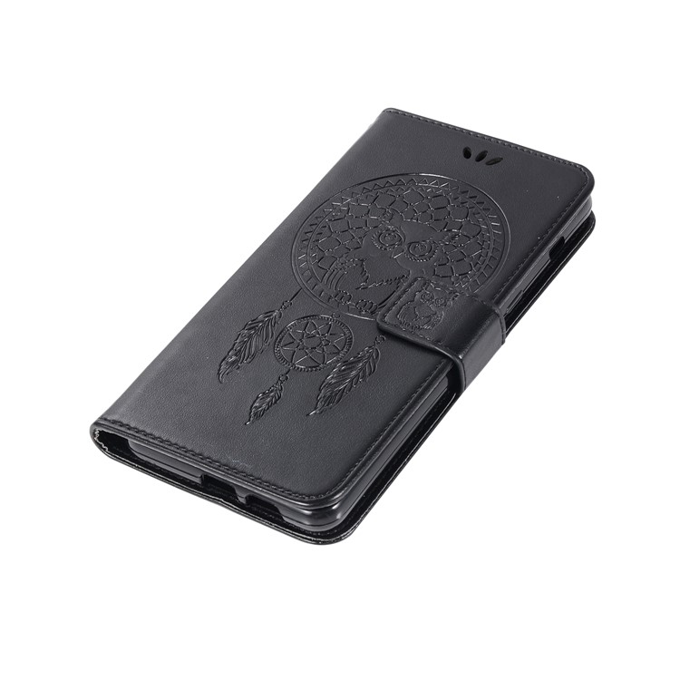 Imprint Owl Dream Catcher Wallet Leather Case for Samsung Galaxy A8+ (2018) - Black-7