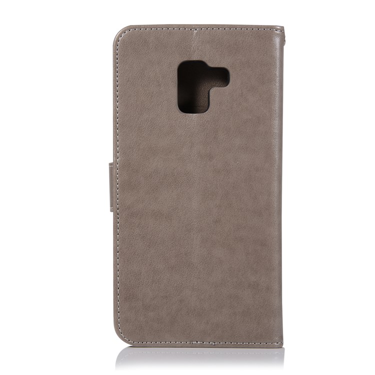 Imprint Owl Dream Catcher Wallet Leather Cover for Samsung Galaxy A8+ (2018) - Grey-3