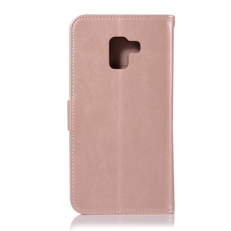 Imprint Owl Dream Catcher Wallet Leather Shell for Samsung Galaxy A8+ (2018) - Rose Gold-3