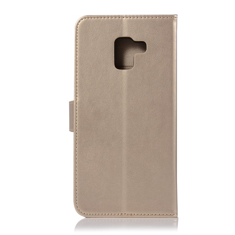 Imprint Owl Dream Catcher Wallet Leather Phone Case for Samsung Galaxy A8+ (2018) - Gold-3