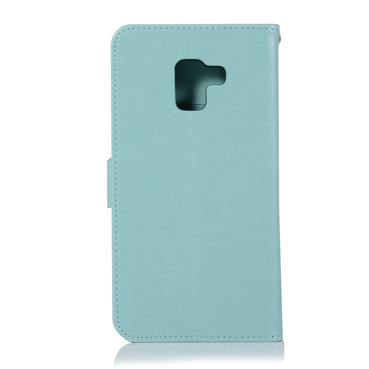 Imprint Owl Dream Catcher PU Leather Phone Cover for Samsung Galaxy A8+ (2018) - Cyan-3