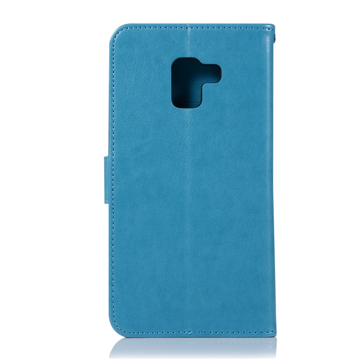 Imprint Owl Dream Catcher Wallet Leather Mobile Case for Samsung Galaxy A8+ (2018) - Blue-3