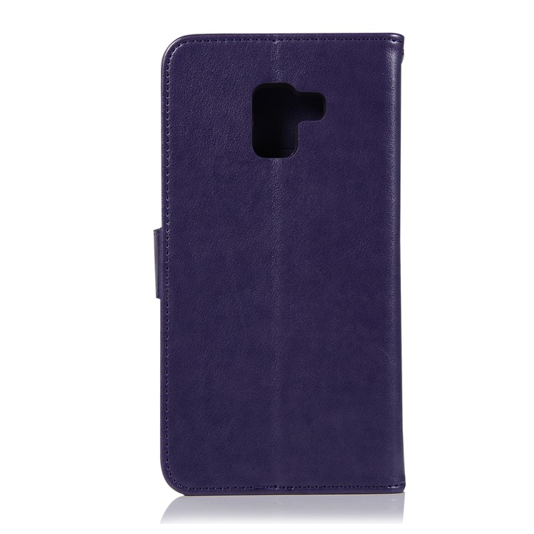 Imprint Owl Dream Catcher Wallet Leather Mobile Casing for Samsung Galaxy A8+ (2018) - Purple-3