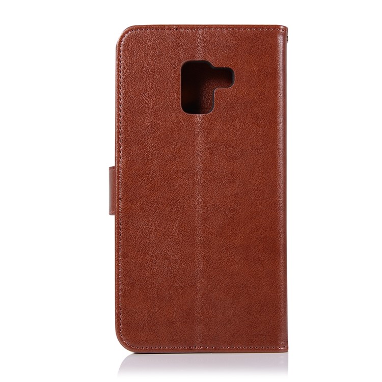 Imprint Owl Dream Catcher Wallet Leather Case Accessory for Samsung Galaxy A8+ (2018) - Brown-3