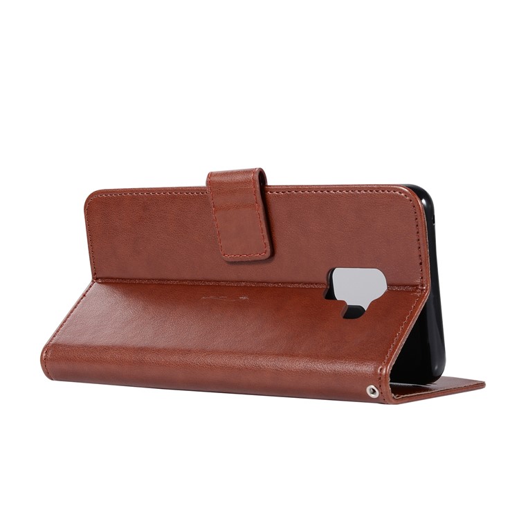 Imprint Owl Dream Catcher Wallet Leather Case Accessory for Samsung Galaxy A8+ (2018) - Brown-6