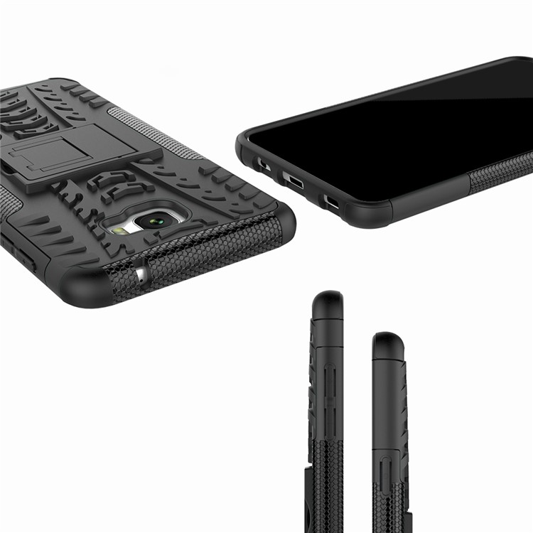 Anti-slip PC + TPU Hybrid Case with Kickstand for Samsung Galaxy C7 Pro - Black-10