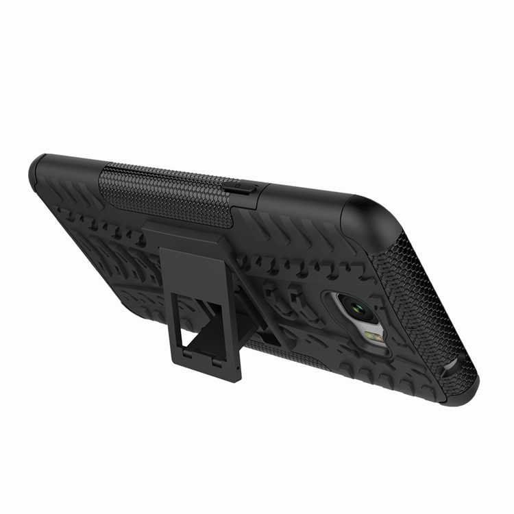 Anti-slip PC + TPU Hybrid Case with Kickstand for Samsung Galaxy C7 Pro - Black-2