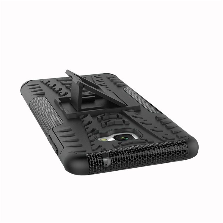 Anti-slip PC + TPU Hybrid Case with Kickstand for Samsung Galaxy C7 Pro - Black-3
