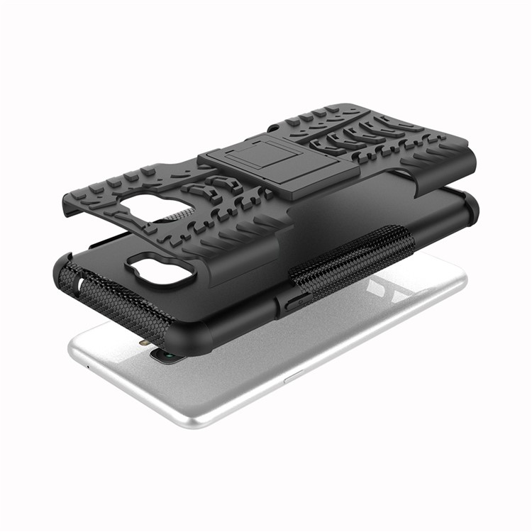 Anti-slip PC + TPU Hybrid Case with Kickstand for Samsung Galaxy C7 Pro - Black-7