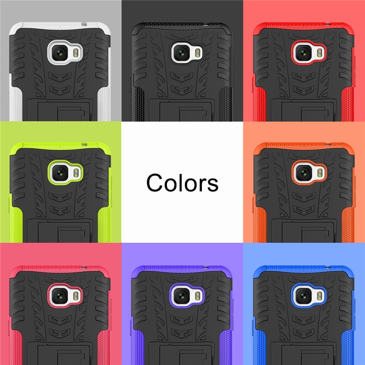 Anti-slip PC + TPU Combo Case with Kickstand for Samsung Galaxy C7 Pro - Red-3