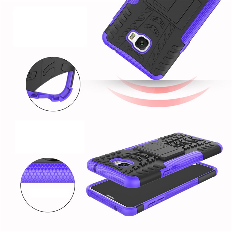 Anti-slip PC + TPU Hybrid Cell Phone Case with Kickstand for Samsung Galaxy C7 Pro - Purple-4