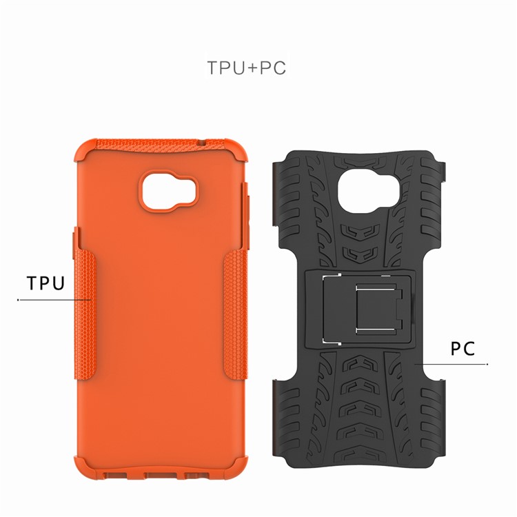 Anti-slip PC + TPU Hybrid Back Case with Kickstand for Samsung Galaxy C7 Pro - Orange-3