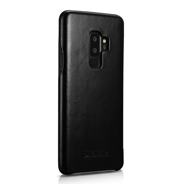 ICARER Curved Edge Vintage Genuine Leather Case for Samsung Galaxy S9 Plus SM-G965 - Black-3