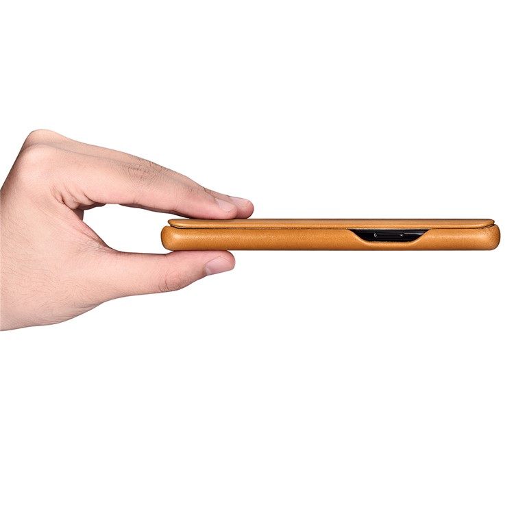 ICARER Curved Edge Vintage Genuine Leather Mobile Phone Shell for Samsung Galaxy S9 Plus SM-G965 - Khaki-14