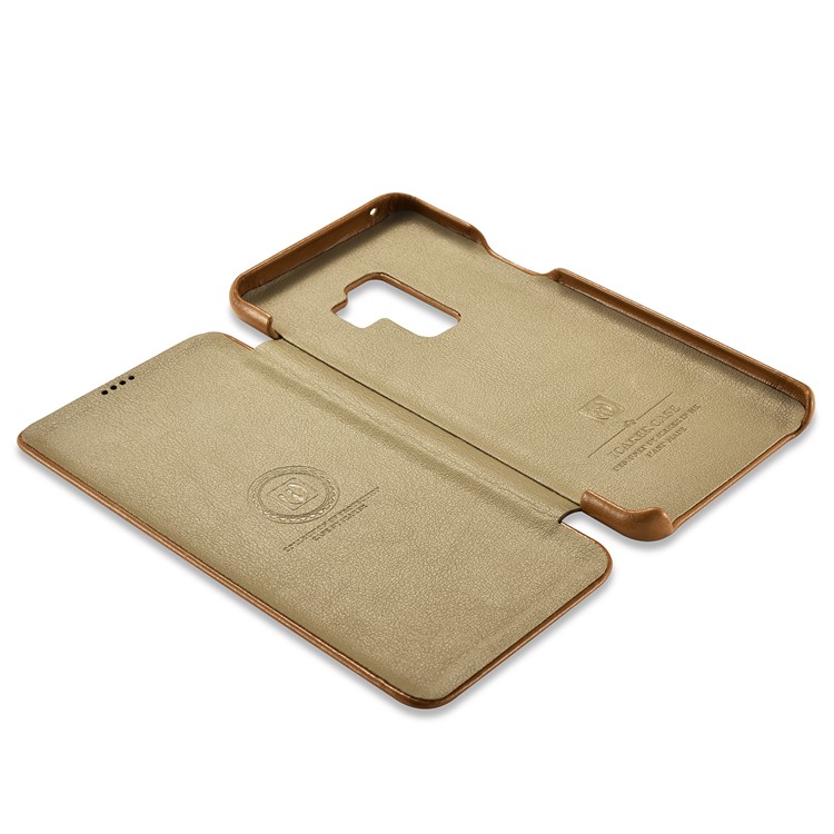 ICARER Curved Edge Vintage Genuine Leather Mobile Phone Shell for Samsung Galaxy S9 Plus SM-G965 - Khaki-15