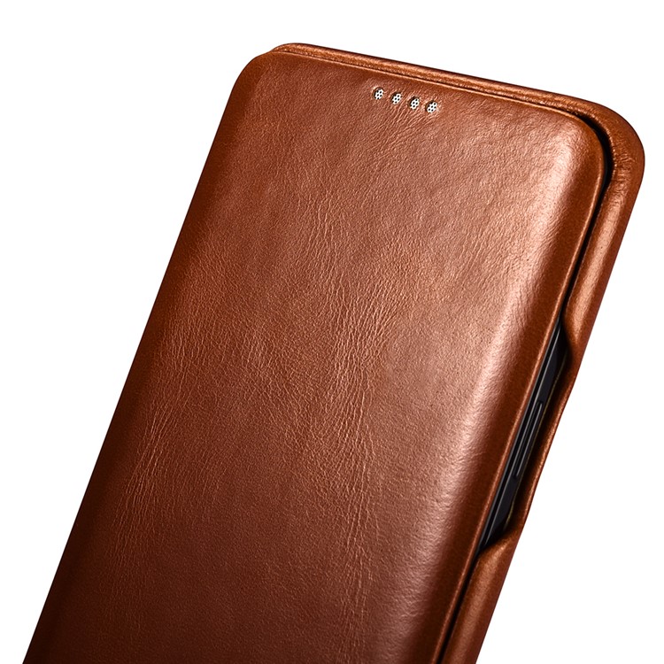ICARER Curved Edge Vintage Genuine Leather Mobile Casing for Samsung Galaxy S9 Plus SM-G965 - Brown-11