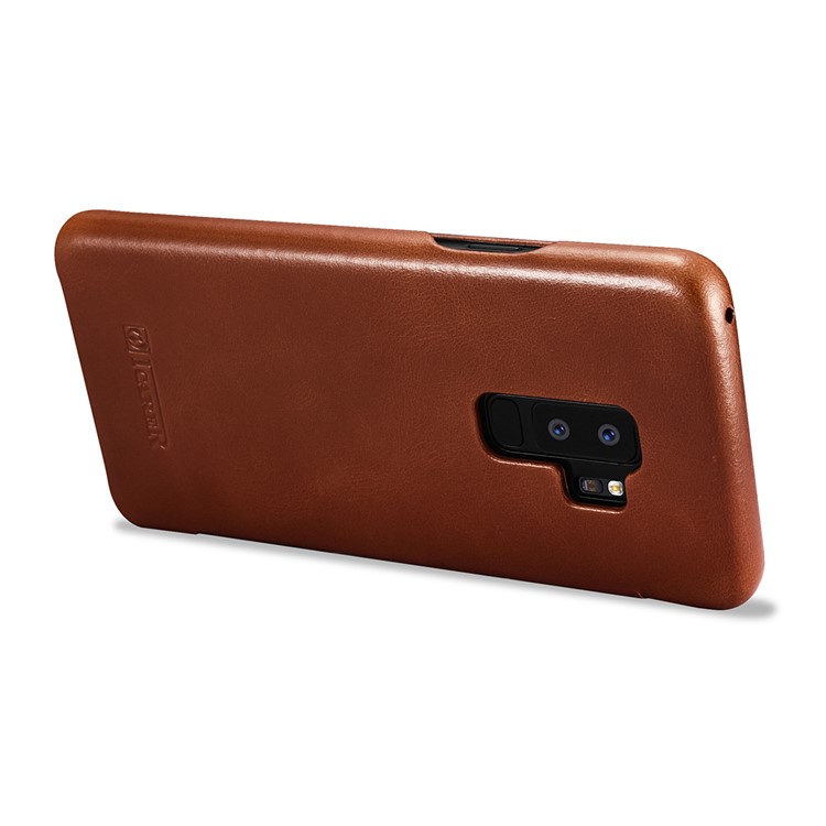 ICARER Curved Edge Vintage Genuine Leather Mobile Casing for Samsung Galaxy S9 Plus SM-G965 - Brown-13