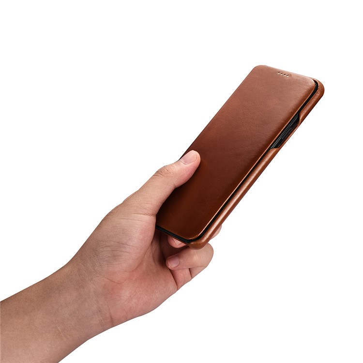 ICARER Curved Edge Vintage Genuine Leather Mobile Casing for Samsung Galaxy S9 Plus SM-G965 - Brown-14