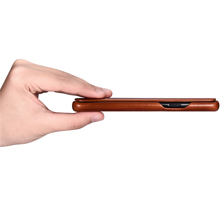 ICARER Curved Edge Vintage Genuine Leather Mobile Casing for Samsung Galaxy S9 Plus SM-G965 - Brown-16