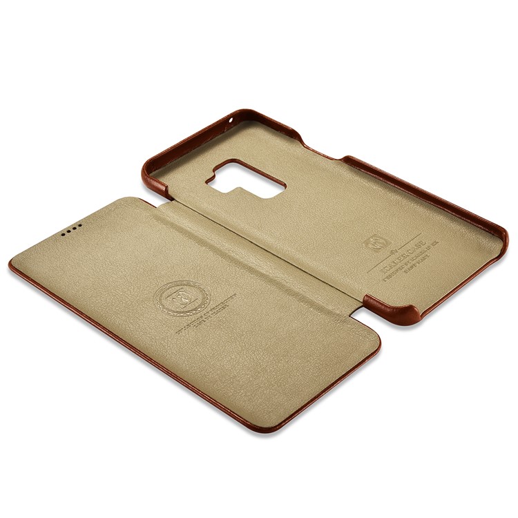 ICARER Curved Edge Vintage Genuine Leather Mobile Casing for Samsung Galaxy S9 Plus SM-G965 - Brown-17