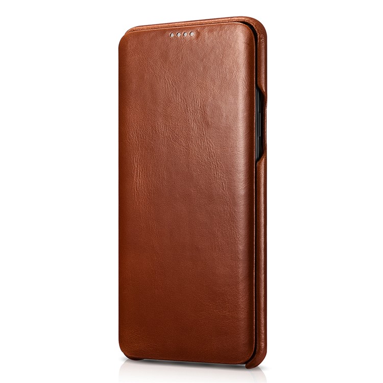ICARER Curved Edge Vintage Genuine Leather Mobile Casing for Samsung Galaxy S9 Plus SM-G965 - Brown-2