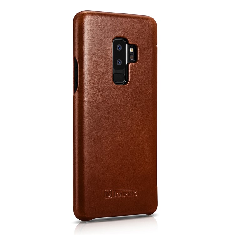 ICARER Curved Edge Vintage Genuine Leather Mobile Casing for Samsung Galaxy S9 Plus SM-G965 - Brown-4