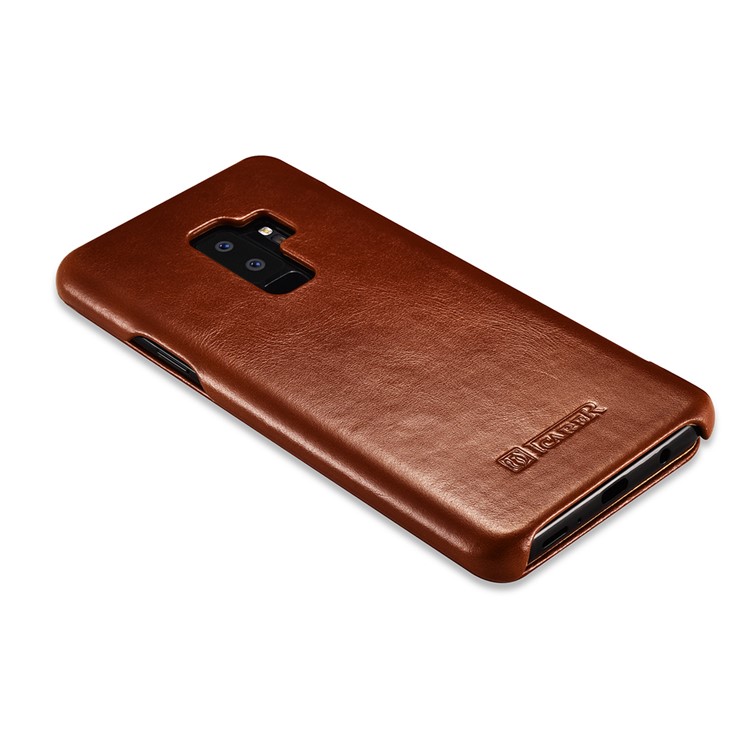 ICARER Curved Edge Vintage Genuine Leather Mobile Casing for Samsung Galaxy S9 Plus SM-G965 - Brown-7