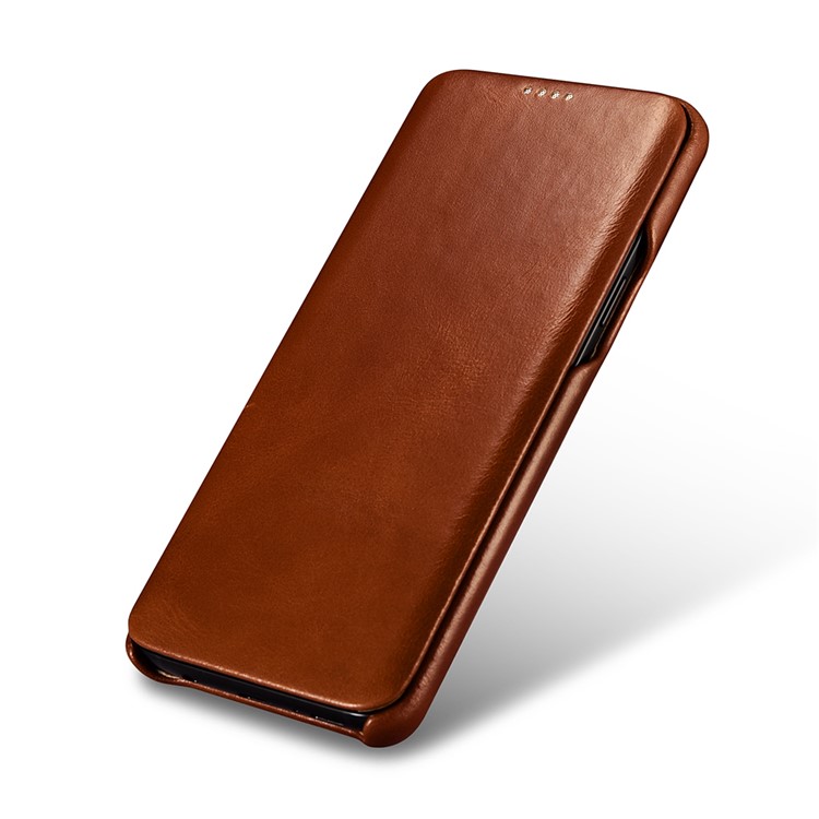 ICARER Curved Edge Vintage Genuine Leather Mobile Casing for Samsung Galaxy S9 Plus SM-G965 - Brown-8